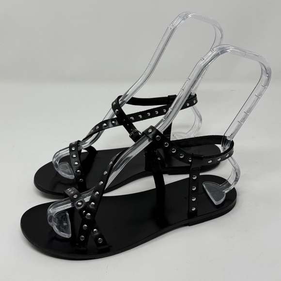 Anine Bing Remi Gladiator Black Flat Studs Sandals Womens Sz 38 US 8 Festival - Picture 1 of 14